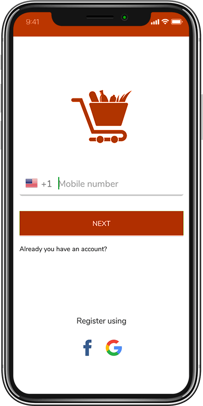 Login screen for Grocery Ecommerce Script