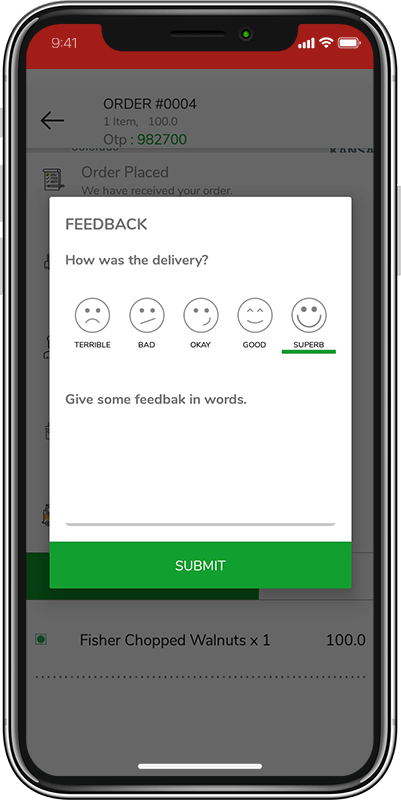 review and rating screen for Grocery Ecommerce Script